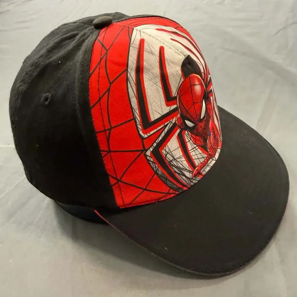 Marvel Spider-Man Snapback Hat Red Black Large Front Graphic Kids YOUTH Cap